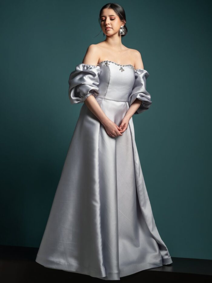 Allora vestido satin plata